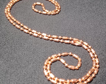 Collar con cadena de placa de identificación militar de cobre de 2,4 mm con barra y bola, fabricado en EE. UU.