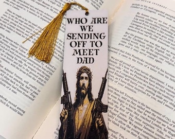 Uzi Jesus Dungeon Crawler Carl Inspired 3D Bookmark