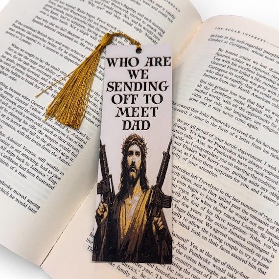 Uzi Jesus Dungeon Crawler Carl Inspired 3D Bookmark