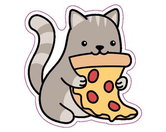 Pizza Cat Vinyl Sticker, Fun Sticker, Tumbler Sticker, Laptop Sticker, Car Sticker