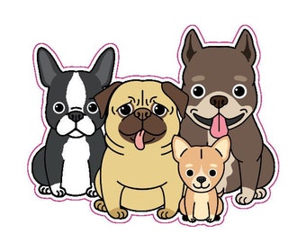 Dog Friends Vinyl Sticker, Fun Sticker, Tumbler Sticker, Laptop Sticker, Car Sticker