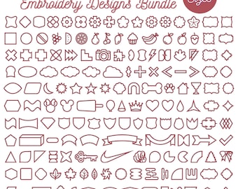 Paquete de diseños de bordado con formas de apliques / 160 plantillas de apliques / Archivos de diseños de bordado / Formas de marcos de monogramas / Diseños de apliques