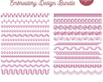Paquete de diseños de bordado para bordes decorativos / Más de 25 diseños de bordado para bordes / Bordes de bordado decorativos / Descarga instantánea