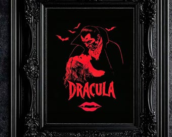 Dracula Poster: Classic Horror, Red & Black Gothic Art (Digital Download)