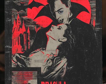 Dracula Vampire Art Print: Gothic Horror Couple, Retro Halloween (Digital Download)