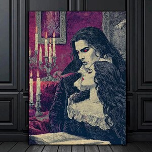 Gothic Vampire Couple Art Print: Dark Academia Home Decor (Digital Download)