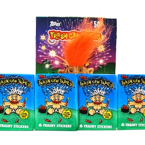 4 paquetes de tarjetas adhesivas Trash Can Trolls de Topps Garbage Pail Kids