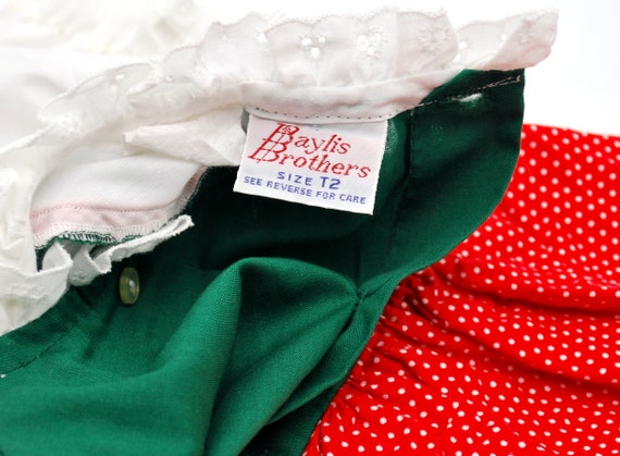 Baylis Brothers Vintage Girls Dress Size T2 Red &… - image 3