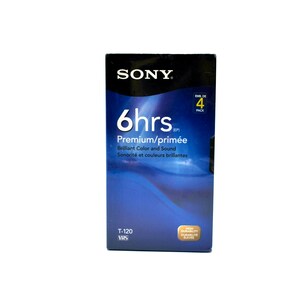 Sony Blank VHS Premium Cassette Tapes T-120VR 6 hrs 4 Pack Sealed NOS