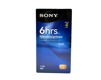 Sony Blank VHS Premium Cassette Tapes T-120VR 6 hrs 4 Pack Sealed NOS
