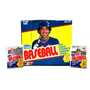 2 confezioni di cellophane con le carte da baseball Fleer del 1989, 36 carte per confezione