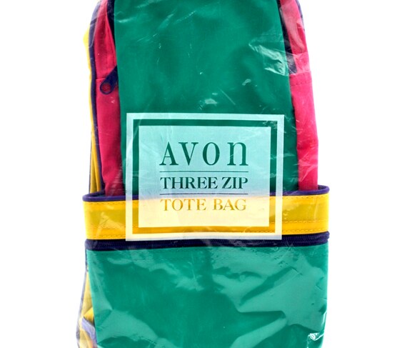 Avon Three Zip Tote Bag Neon Color Block Pink, Ye… - image 4
