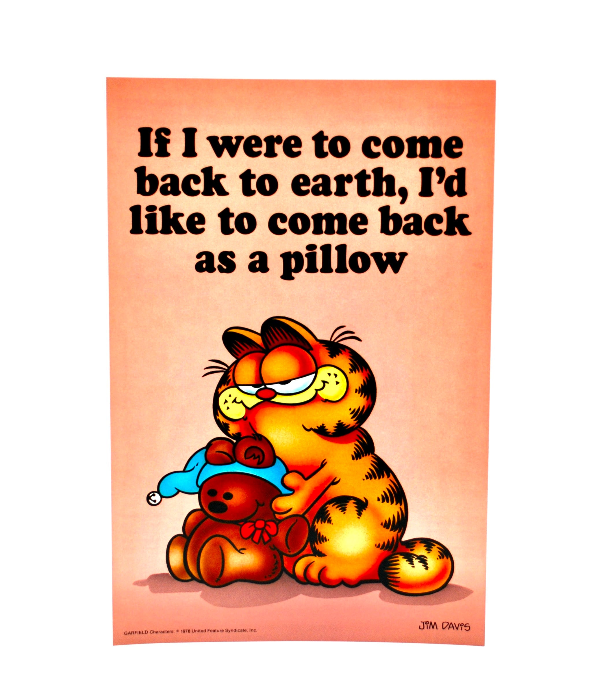 Garfield Poster Come Back as a Pillow Old Stock Measures 13.5 X 9