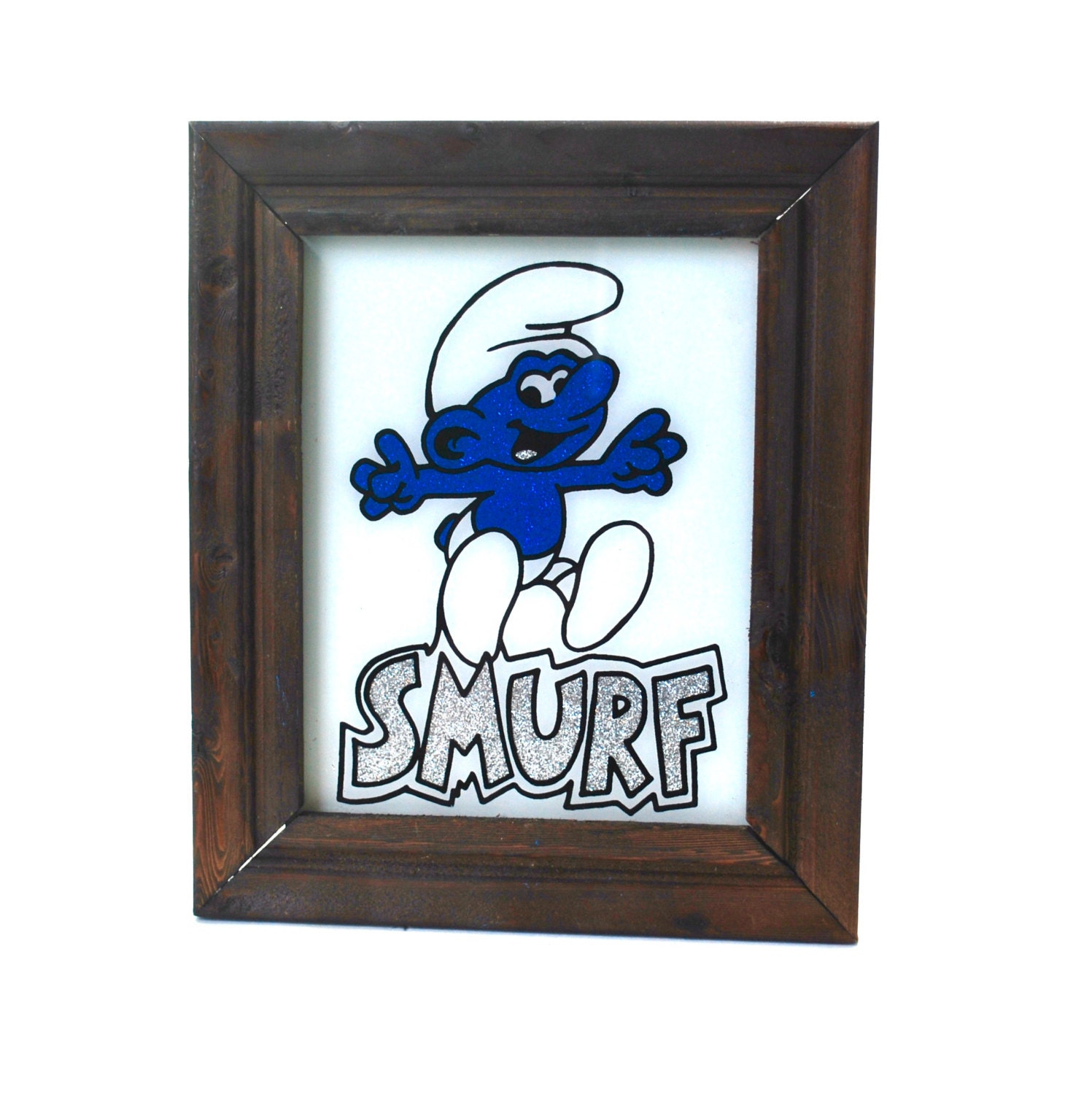 スマーフ SMURF ガラスペイント アート 額装 アメリカン雑貨 ヴィンテージ Framed Smurf Carnival Prize & Plastic Smurf Bank - Etsy