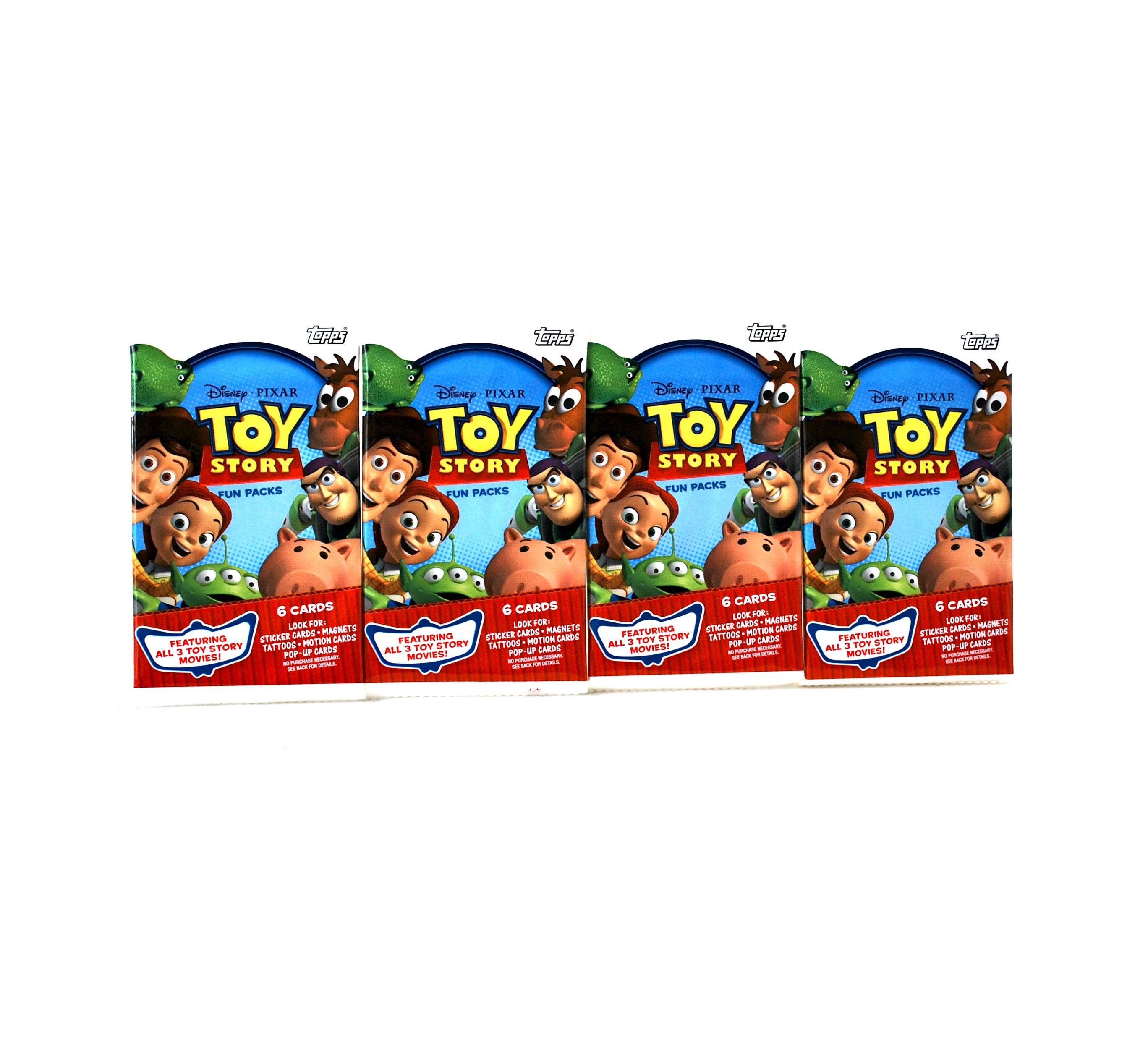4 Toy Story Fun Packs by Topps Woody, Buzz, Potato Head, Slinky