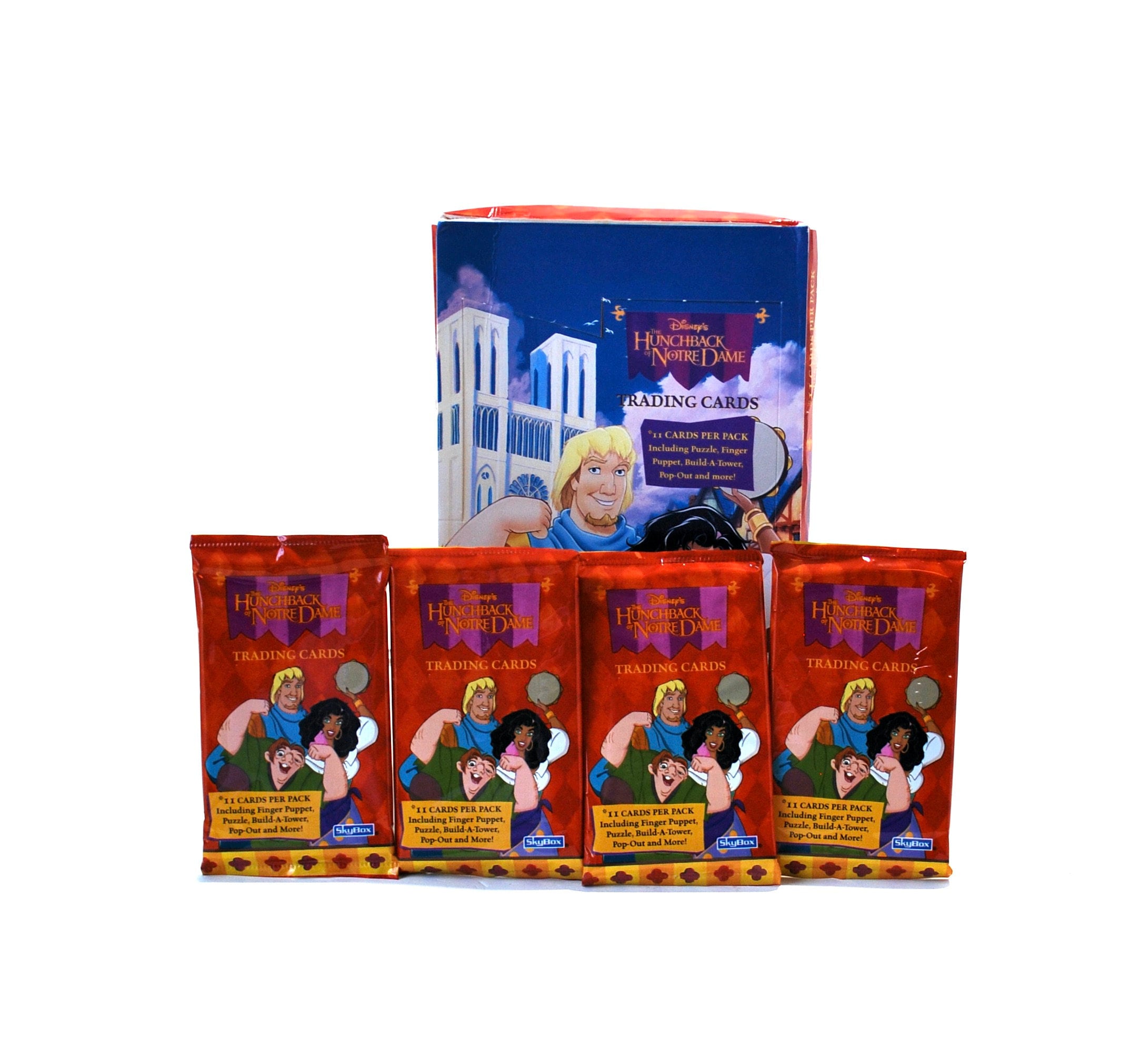 6 Packs Disney's Hunchback of Notre Dame Trading Cards Each Pack Contains 11 Cards-Look for Finger Puppets, Puzzles, and More!