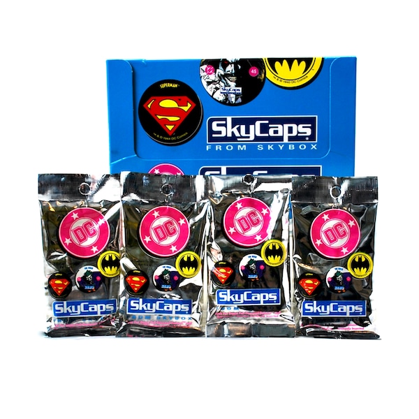 4 packs of DC Skycaps Pogs  by Skybox 1993 Batman Superman The Joker & More