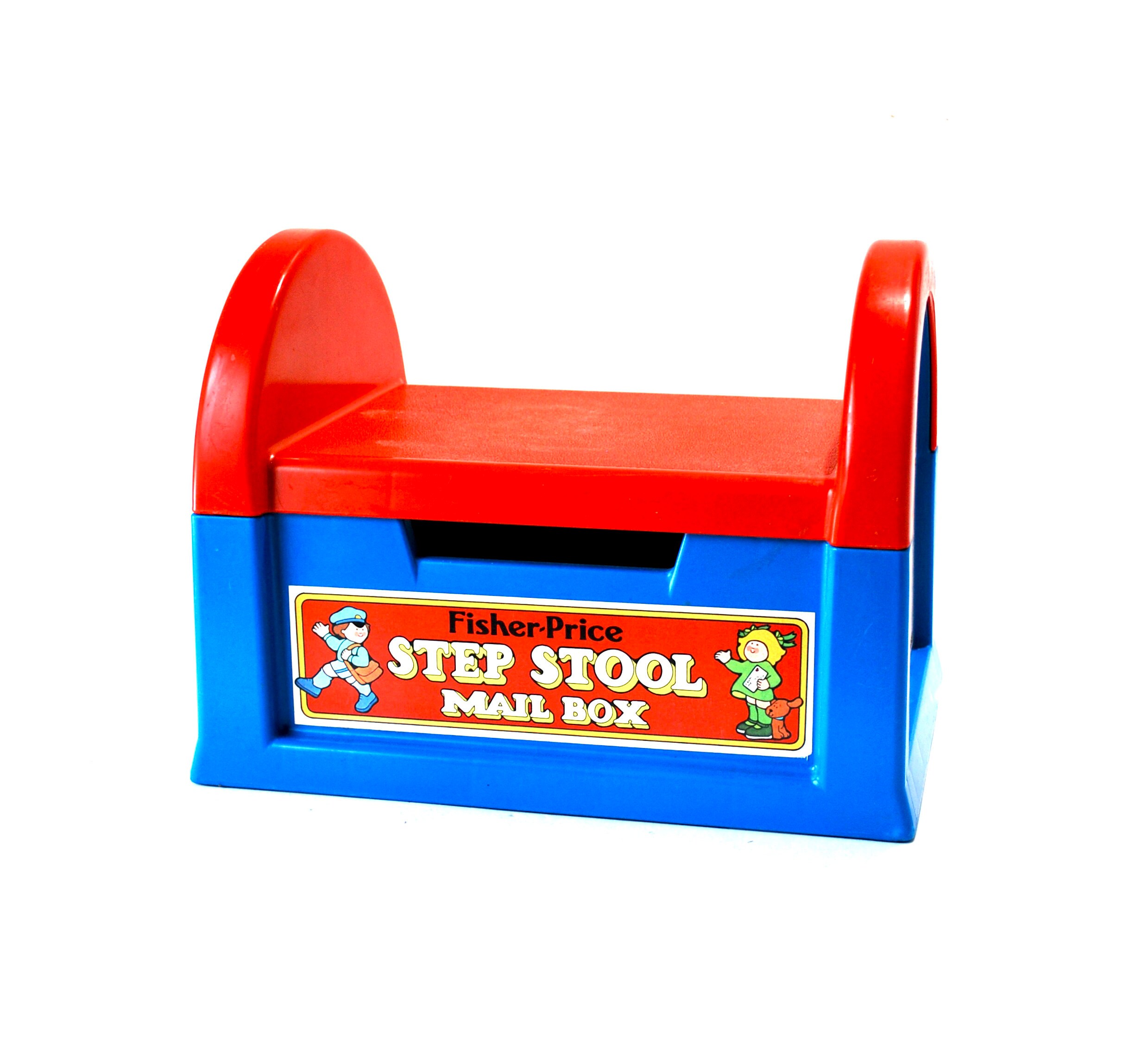 Fisher Price Step Stool Mailbox 1984 Red Blue Mailman Etsy