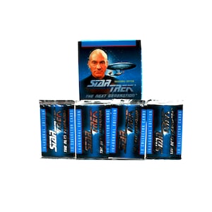 4 packs of Star Trek The Next Generation Trading Cards from Skybox Picard, Data, Worf, Riker, & More