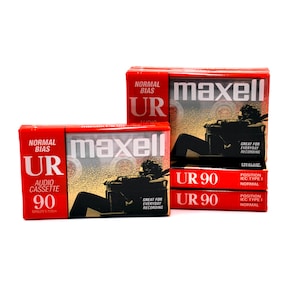 5 Maxell Audio Cassettes UR 90 Normal Bias Old Stock