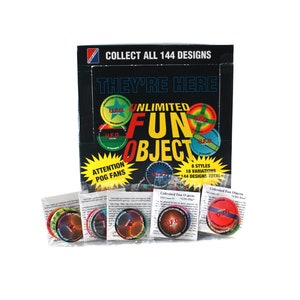 4 pacotes de U.F.O. Pogs Unlimited Fun Objects Milk Caps de Collect A Card 1993