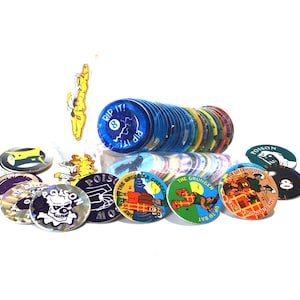 2 Slammin Pog Packs 50 Assorted Pogs Some Foil Perfectly 90&#39;s