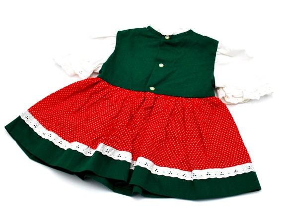 Baylis Brothers Vintage Girls Dress Size T2 Red &… - image 4