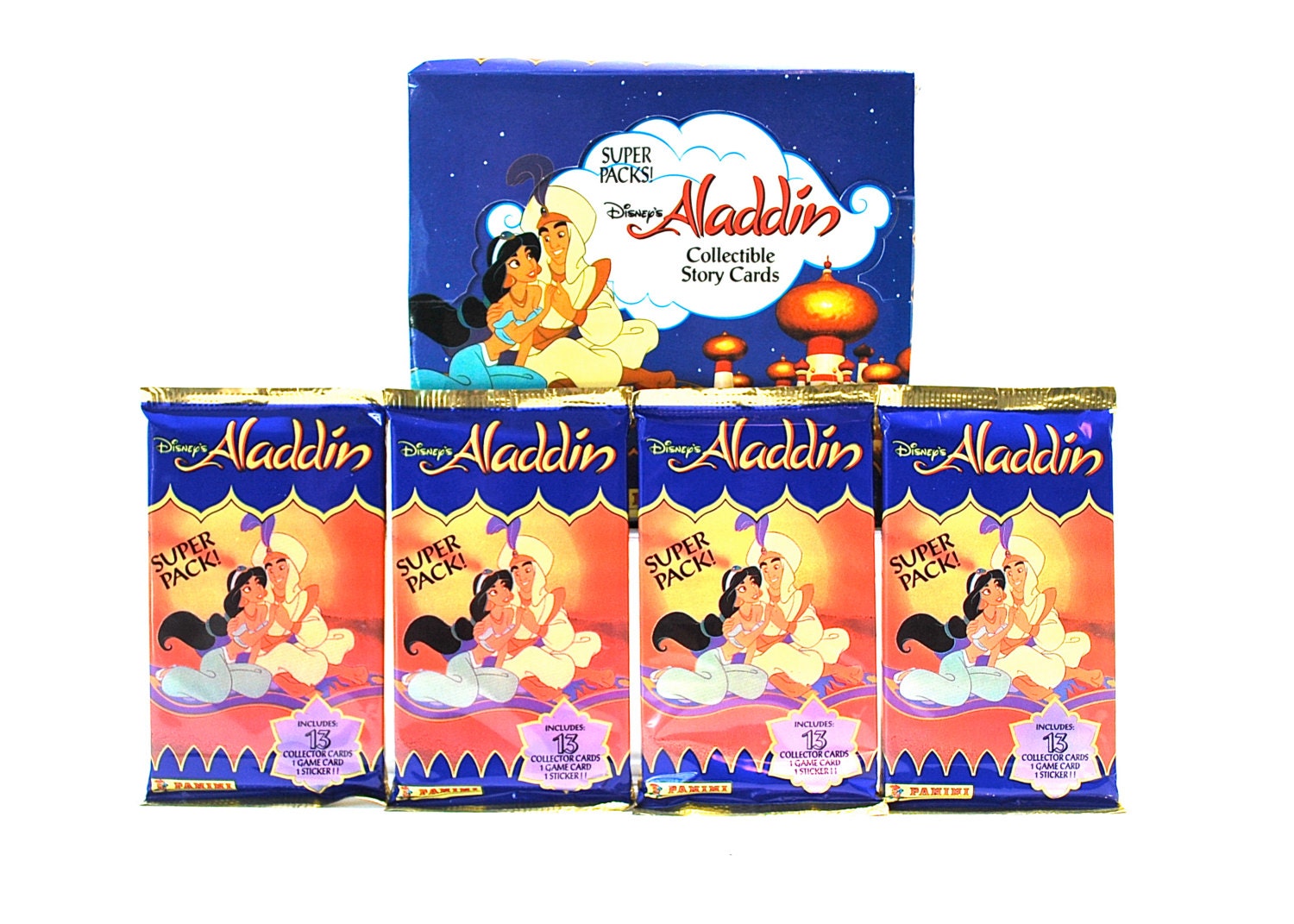 4 Packs Disney's Aladdin Trading Cards & Stickers Princess Jasmine
