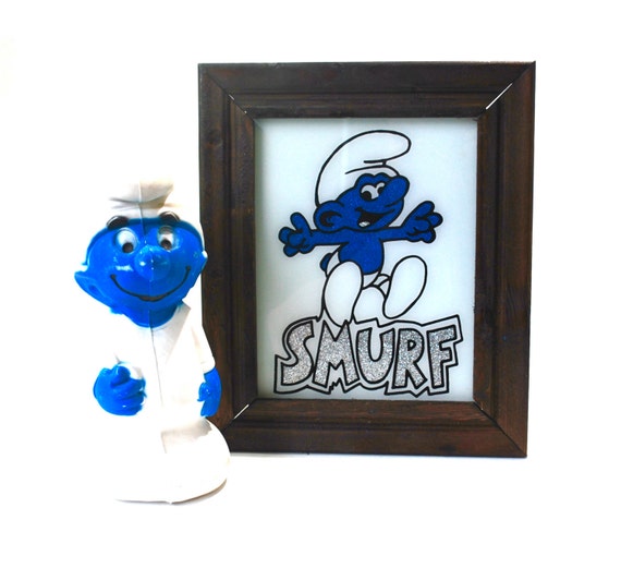 Framed Smurf Carnival Prize & Plastic Smurf Bank - Etsy