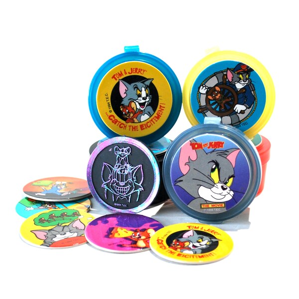 Tom & Jerry Pogs and Slammer with Pog Tube 1994