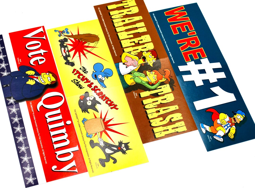 Simpsons Bumper Sticker Collection Old Stock Set of 15 Bart, Homer