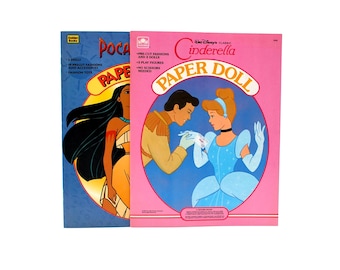 Walt Disney Pocahontas & Cinderella Paper Doll Books by Golden Uncut
