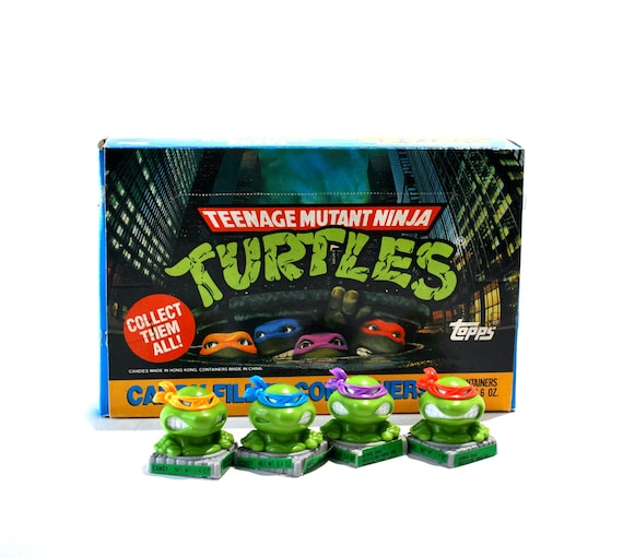 Juego de 4 recipientes para dulces de las Tortugas Ninja Adolescentes  Mutantes, Topps Candy 1991 - Etsy México, image size:570x511