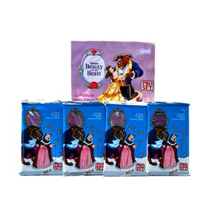 4 paquetes de cartas coleccionables de La Bella y la Bestia de Pro Set 1992 Disney Belle Gaston