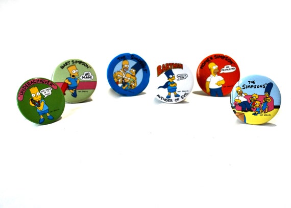Simpsons Button Collection Set of 6 New Old Stock… - image 2