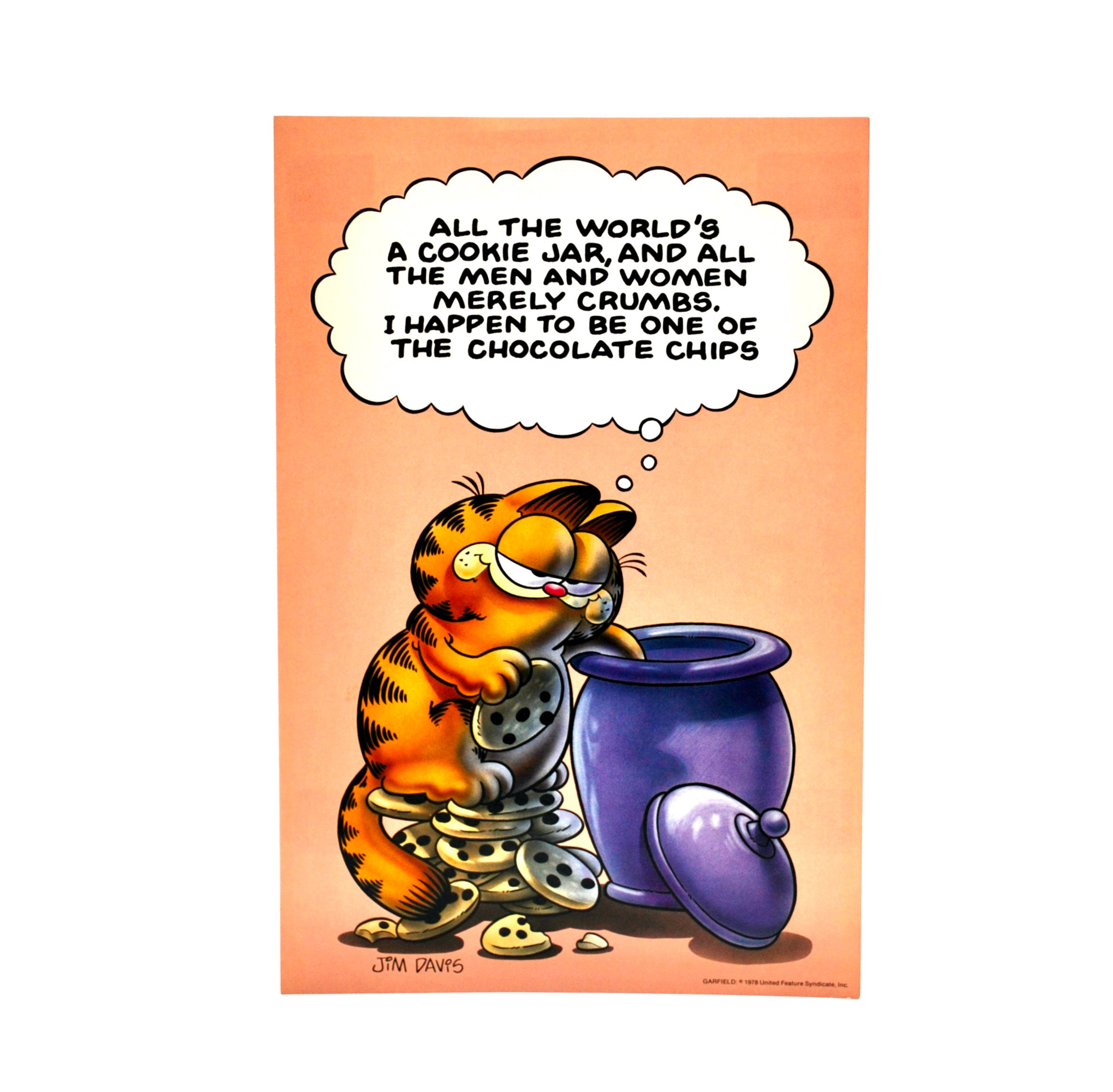 Garfield Poster All the World's a Cookie Jar Old Stock Measures