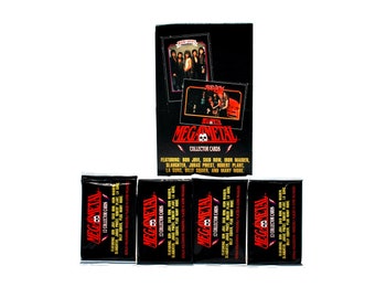 4 pakken megametal-ruilkaarten gemaakt door Impel 1991: Bon Jovi, Skid Row, Iron Maiden, Judas Priest, Robert Plant en More