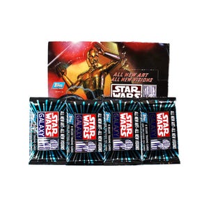 4 pakiety kart Star Wars Galaxy Series 2 firmy Topps 1994 Luke Skywalker, Obi-Wan Kenobi i inni