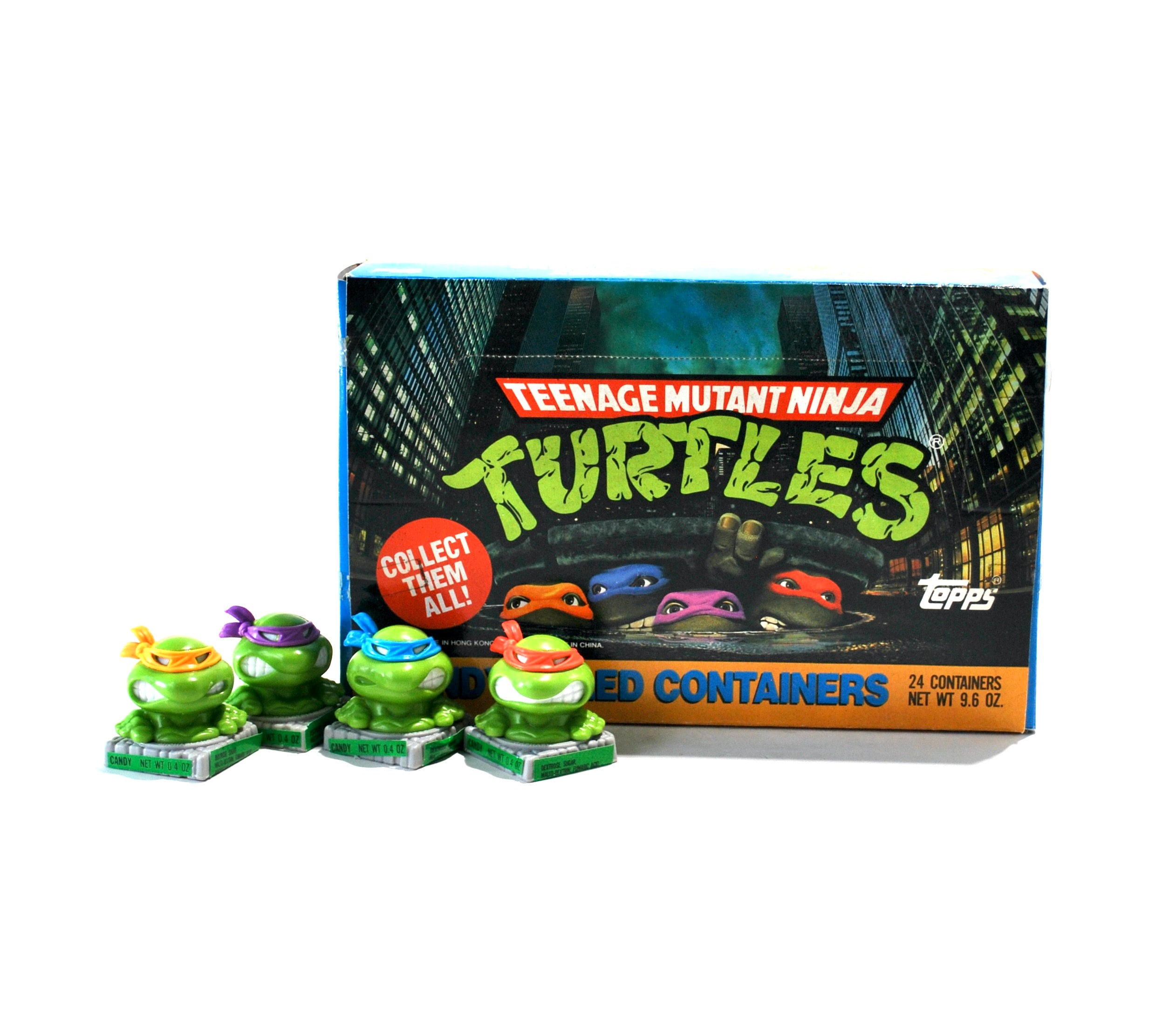 Juego de 4 recipientes para dulces de las Tortugas Ninja Adolescentes  Mutantes, Topps Candy 1991 - Etsy México, image size:2524x2197