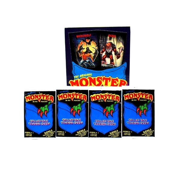 4 packs Monster In My Pocket Trading Cards 1991