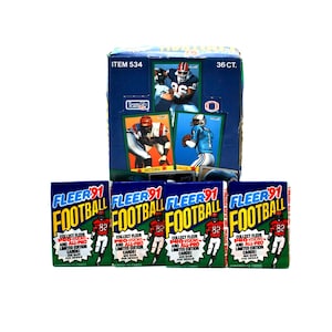 4 confezioni di carte collezionabili Fleer Football del 1991 Cerca le carte Pro-Visions e i membri della NFL Hall of Fame