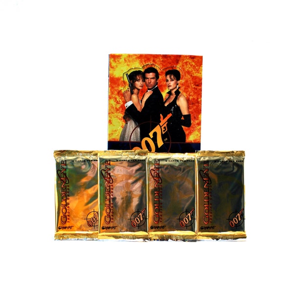 4 packs of Goldeneye 007 Trading Cards by Graffiti 1995 James Bond Nintendo 64