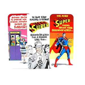 3 Clark Kent & Wonder Woman Geburtstagskarten 3 verschiedene Designs NOS w/Umschläge 1978 Super Freunde