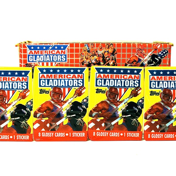 4 packs American Gladiator Sticker & Picture Cards Blaze, Hawk, Laser, and More