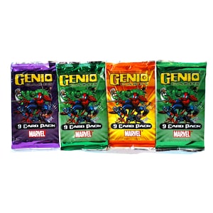 4 paquetes de cartas de Marvel Genio Tarjetas coleccionables educativas de superhéroes