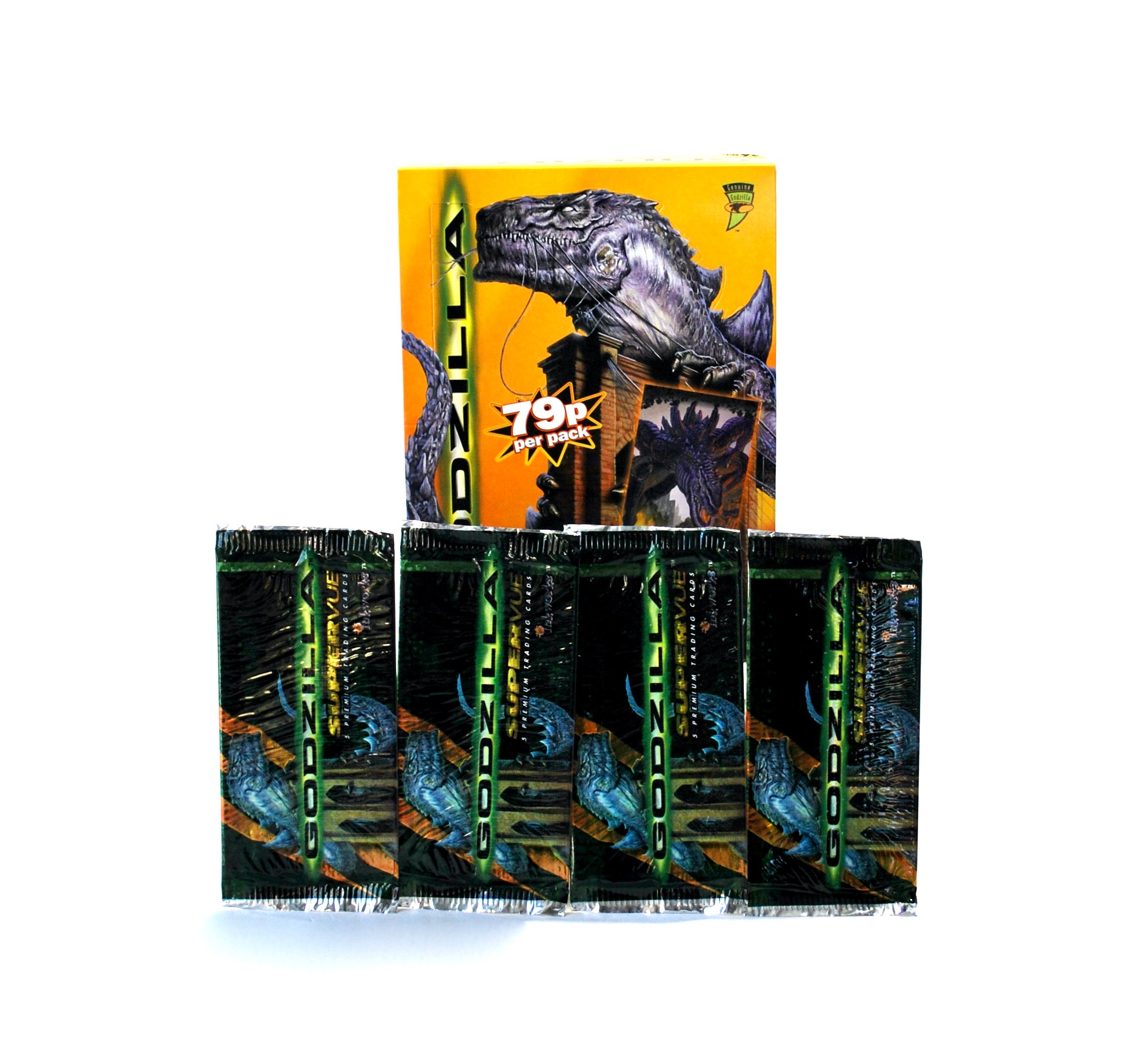 【希少品】1998 GODZILLA ゴジラ　カード　未開封ボックス　絶版 4 Packs of Godzilla Supervue Trading Cards by Inkworks 1998 - Etsy
