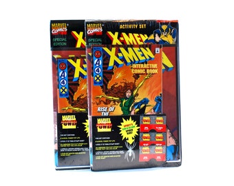 X Men Activity Set Interactive Comic Book Old Stock Sealed 1996 Wolverine, Jean Grey, Storm, & Spider Man