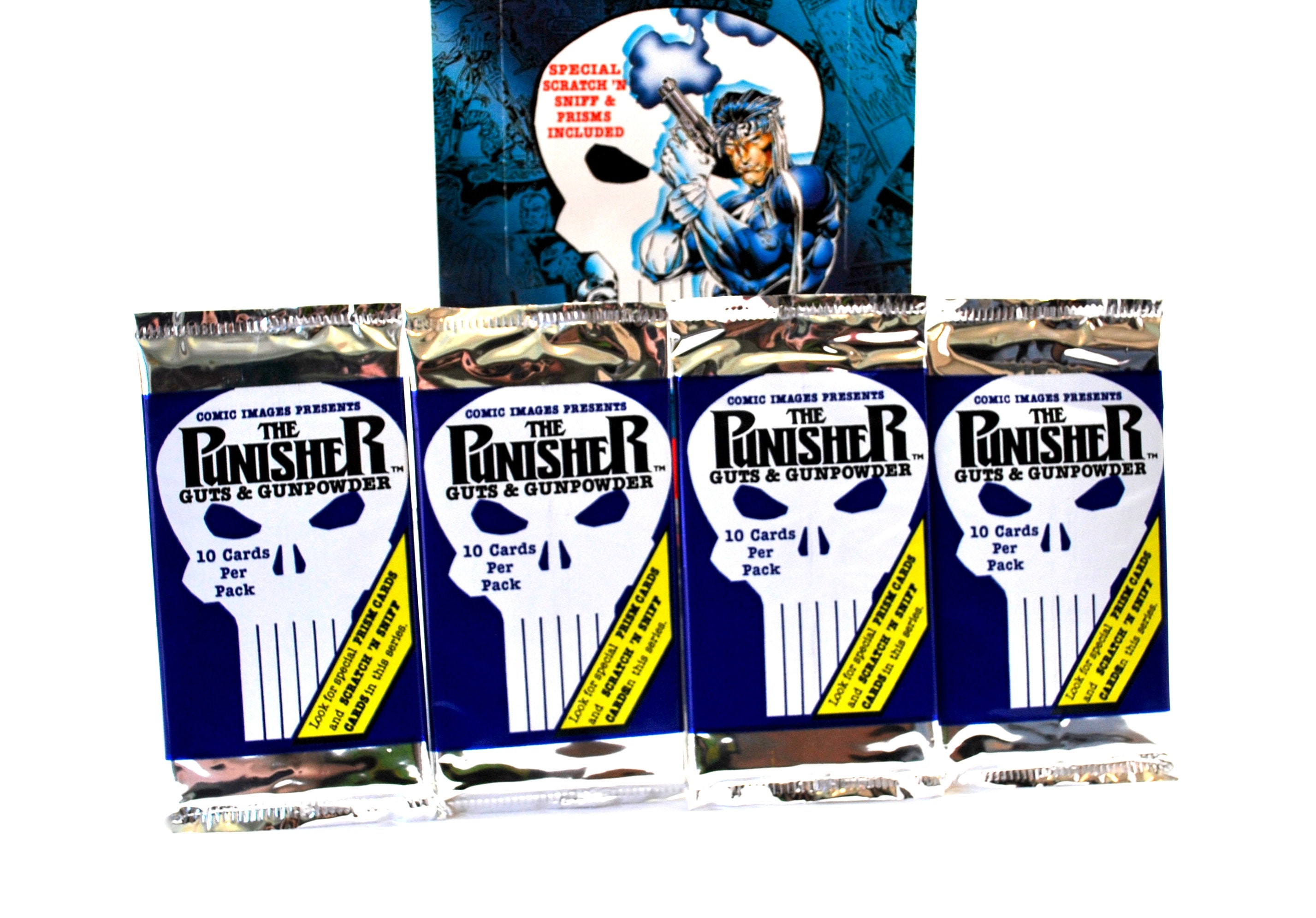 4 packs de Punisher Guts & Gunpowder Trading Cards por Comic