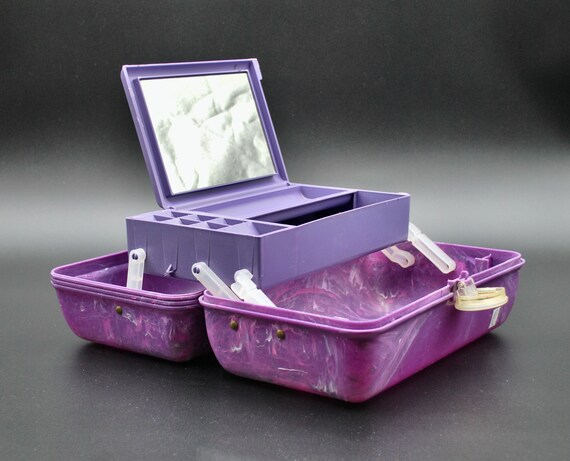 Purple & White Swirl Caboodle Makeup/Craft Case C… - image 2