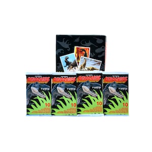 Paquete de 4 tarjetas coleccionables Dino Cardz aprobadas por The Dinosaur Society Jurassic Park